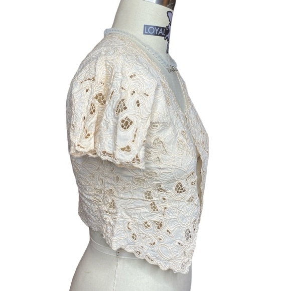 Vintage Lace Embroidery Bolero Jacket Soft Rayon Sz Small Made in Indonesia - Picture 2 of 10
